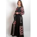 Boho Style Ukrainian Embroidered Maxi Broad Dress Black "Grace"